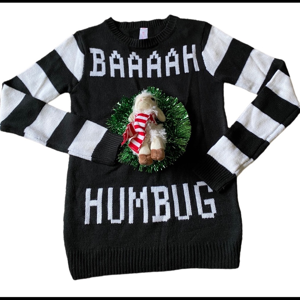 BAAAH HUMBUG Black White Ugly Christmas Sweater